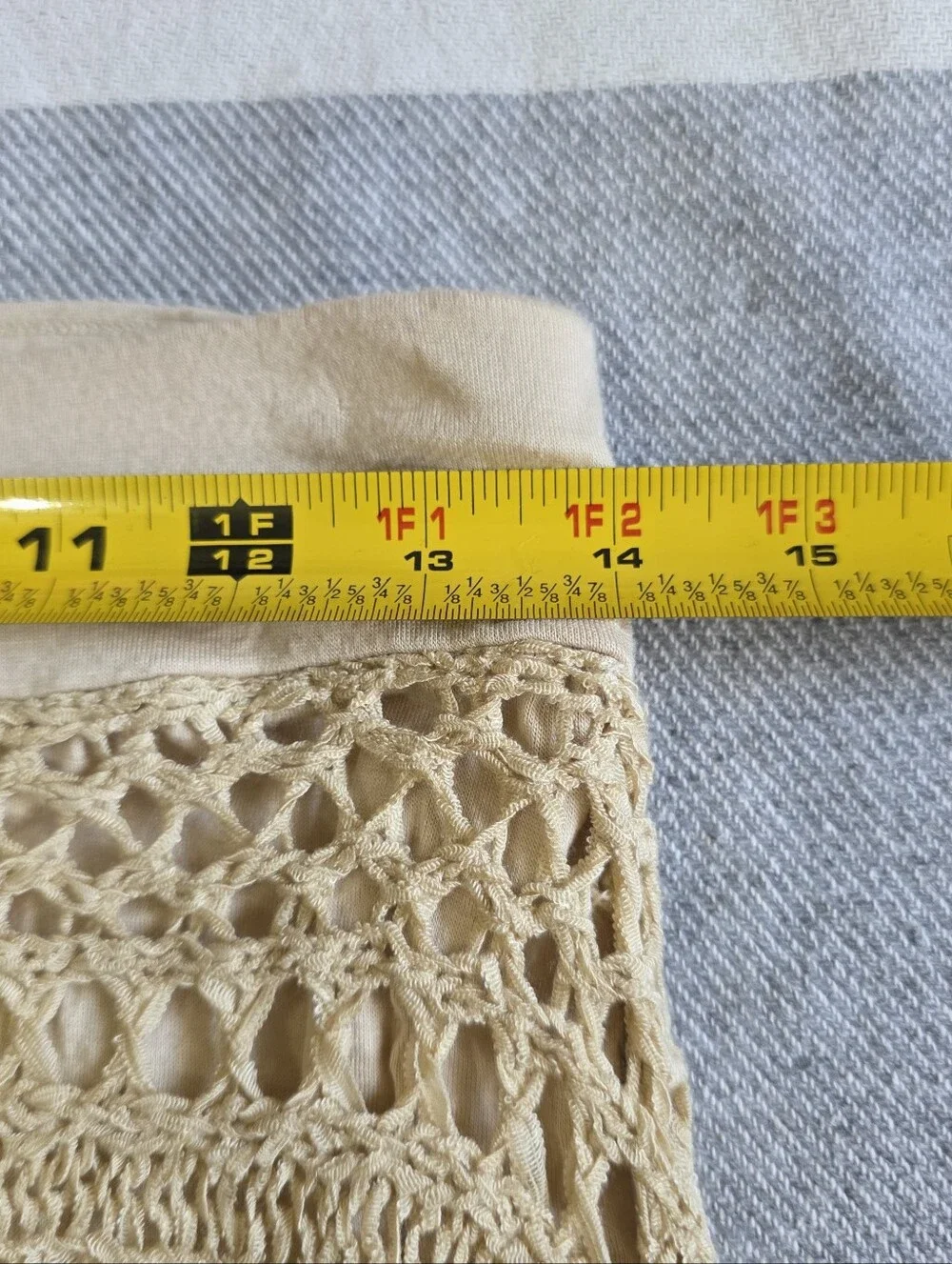 Chico's Cream Handkerchief Crochet Fringe Maxi Skirt